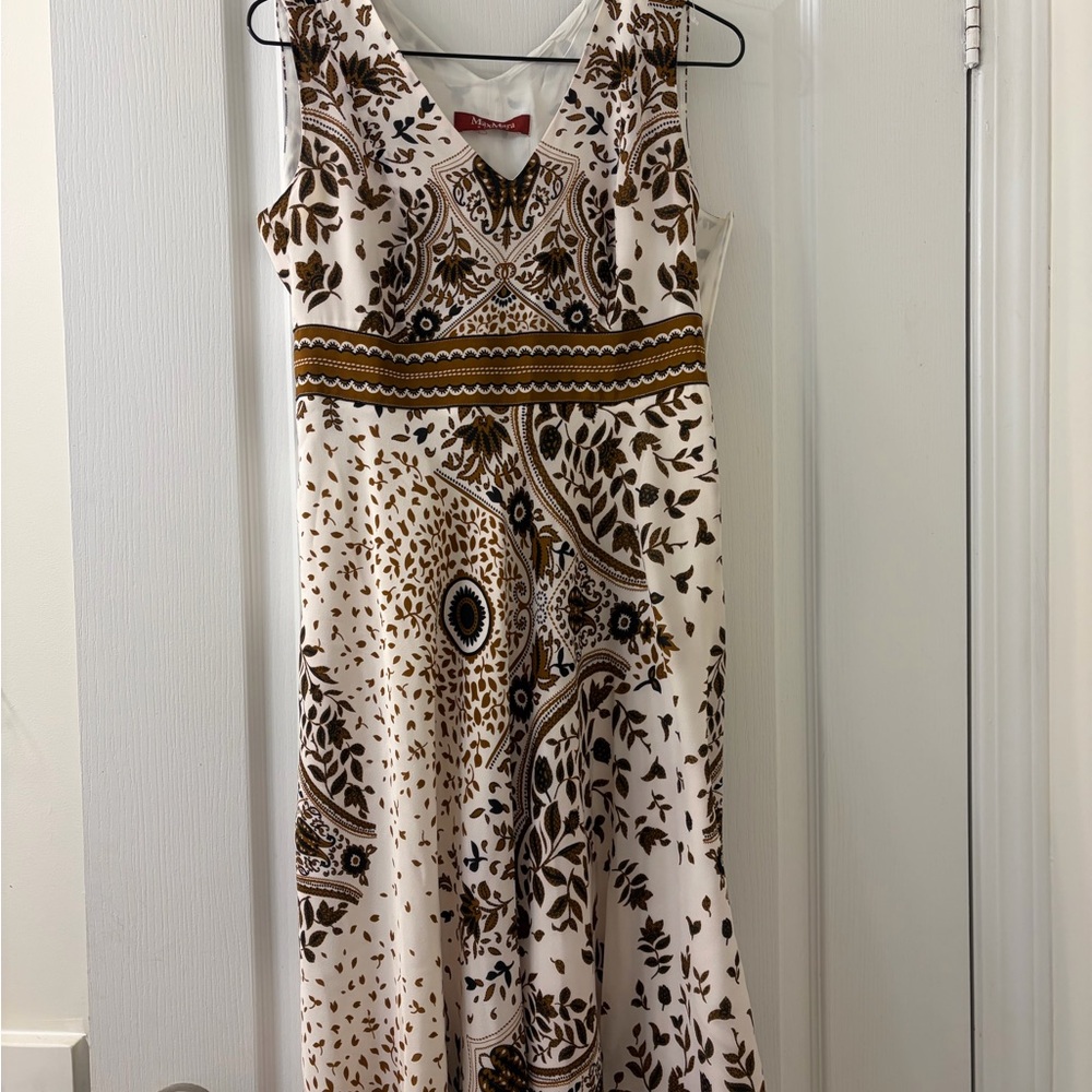 MaxMara Brown and White Patterned Maxi Dress